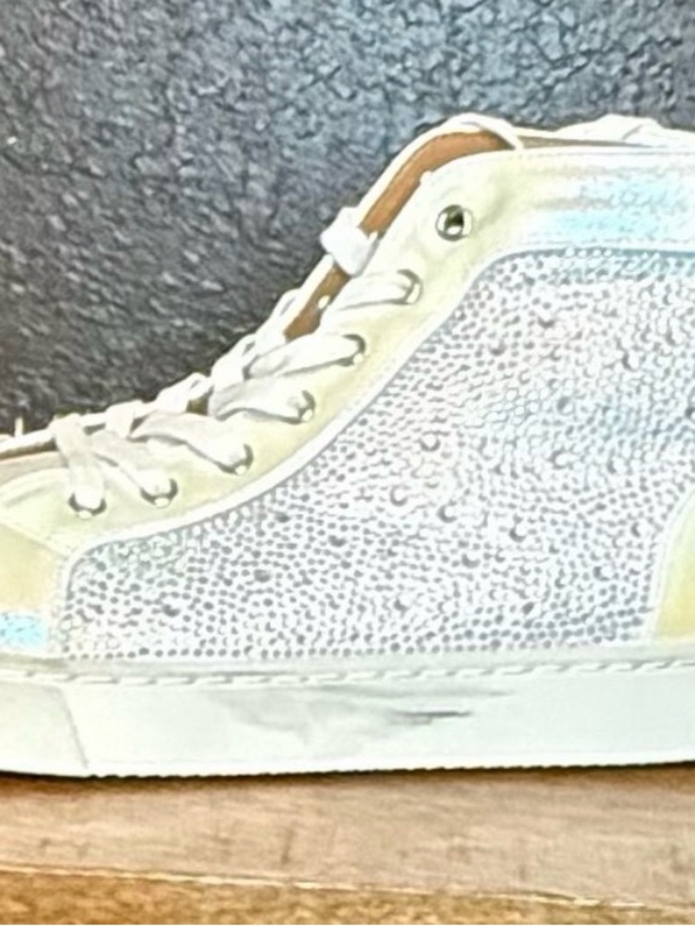 Steve Madden Men’s White Sparkle High-Top Sneaker (Christian Louboutin style) - Picture 7 of 7